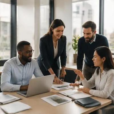 Team working together in an office